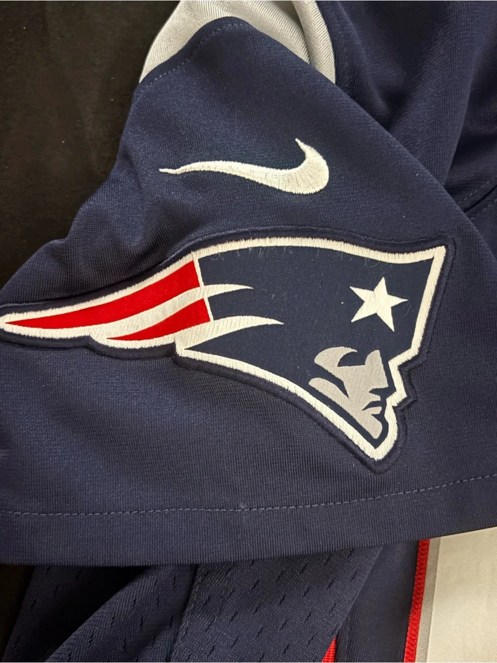 Nike Navy, White and Red Patriots #87 Football Jersey